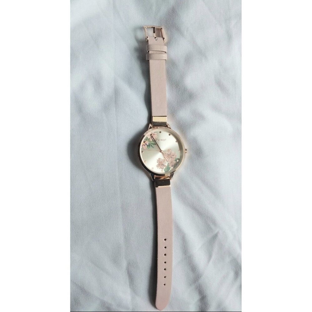 Nine West Women's Rose Gold-Tone and Pink Strap Watch - Picture 2 of 5